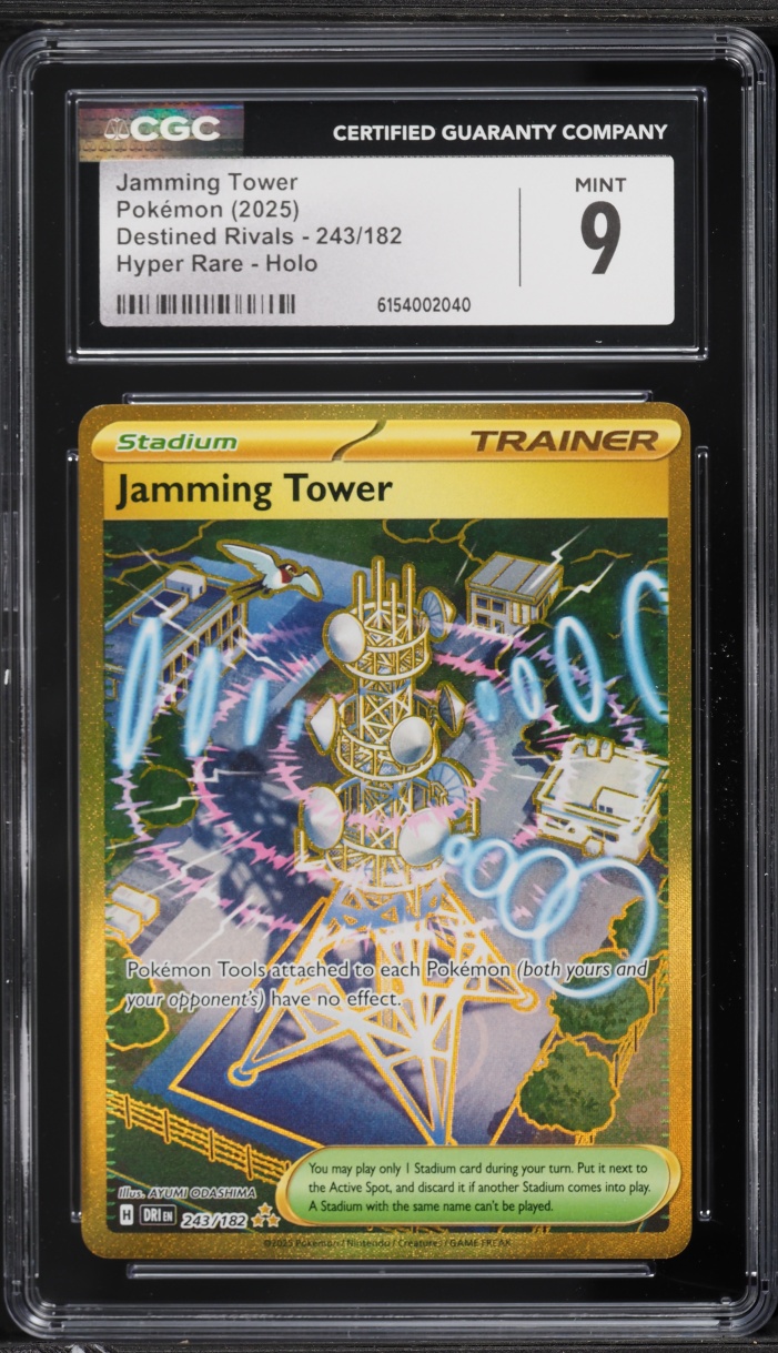 2025 Pokemon Scarlet & Violet Destined Rivals Gold Rare Jamming Tower #243 CGC 9 MINT