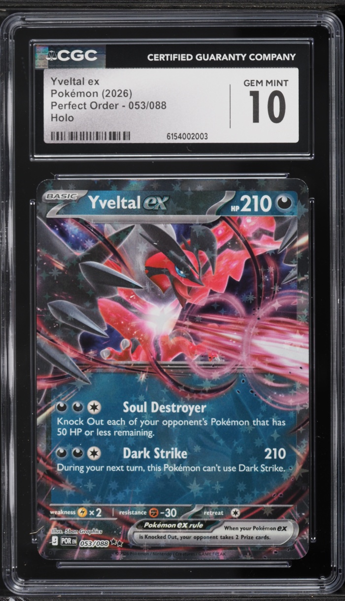 2026 Pokemon Mega Evolution Perfect Order Holo Yveltal ex #053 CGC 10 GEM MINT