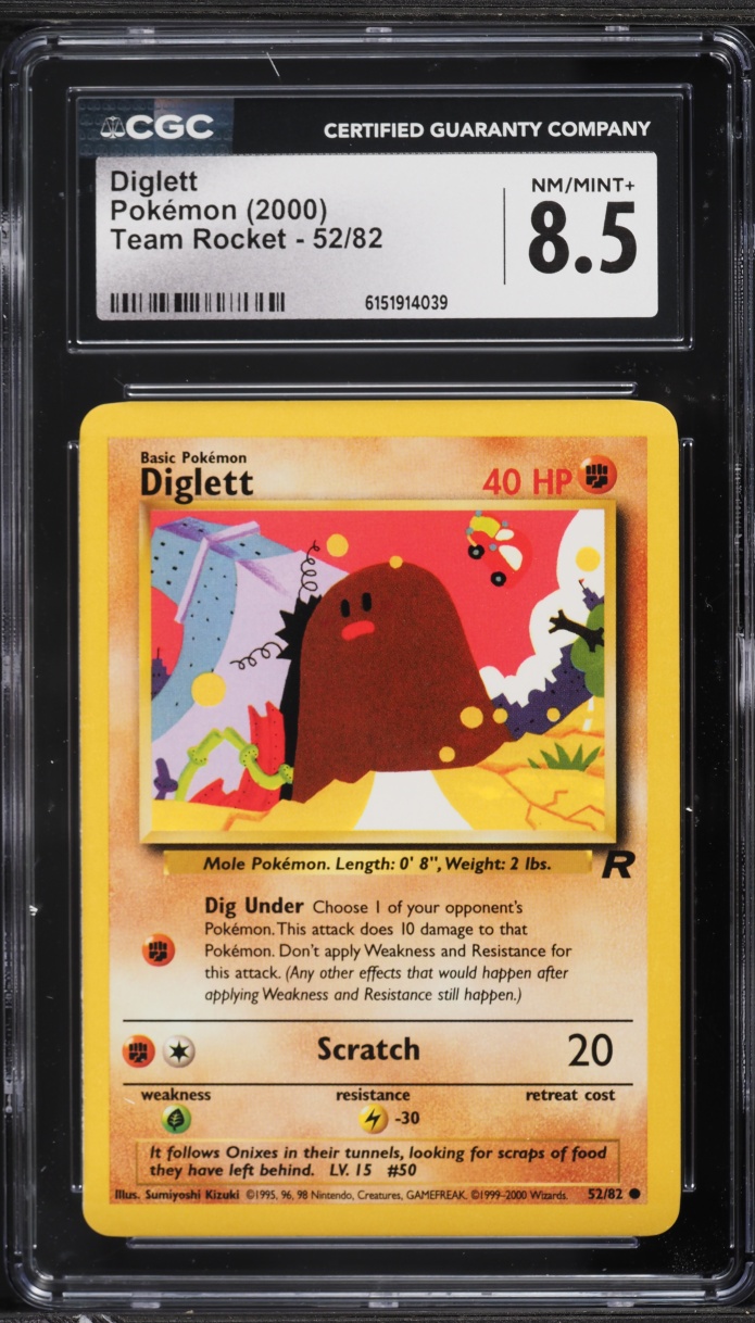 2000 Pokemon Team Rocket Diglett #52 CGC 8.5 NM-MT+