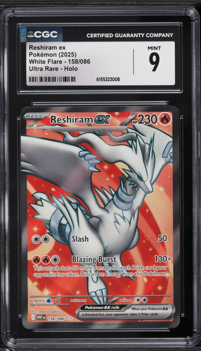 2025 Pokemon Scarlet & Violet White Flare Full Art Reshiram ex #158 CGC 9 MINT