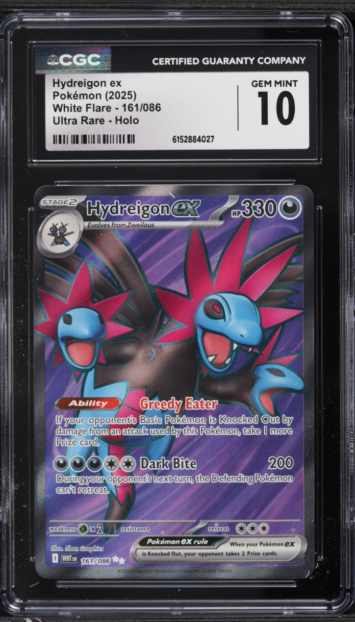 2025 Pokemon Scarlet & Violet White Flare Full Art Hydreigon ex #161 CGC 10 GEM MINT