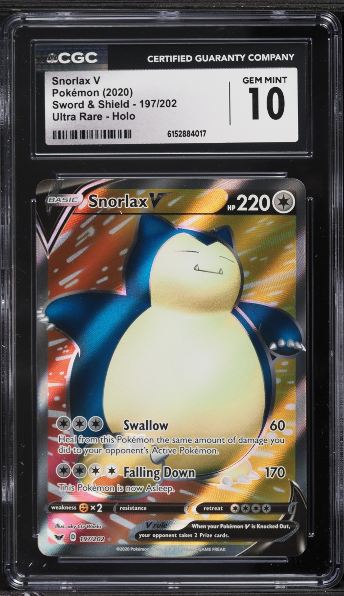 2020 Pokemon Sword & Shield Full Art Snorlax V #197 CGC 10 GEM MINT