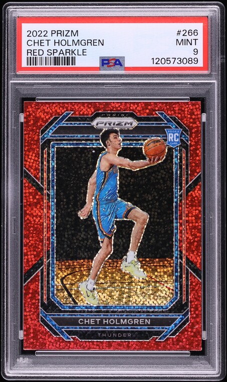 2022 Panini Prizm Red Sparkle Chet Holmgren ROOKIE #266 PSA 9 MINT