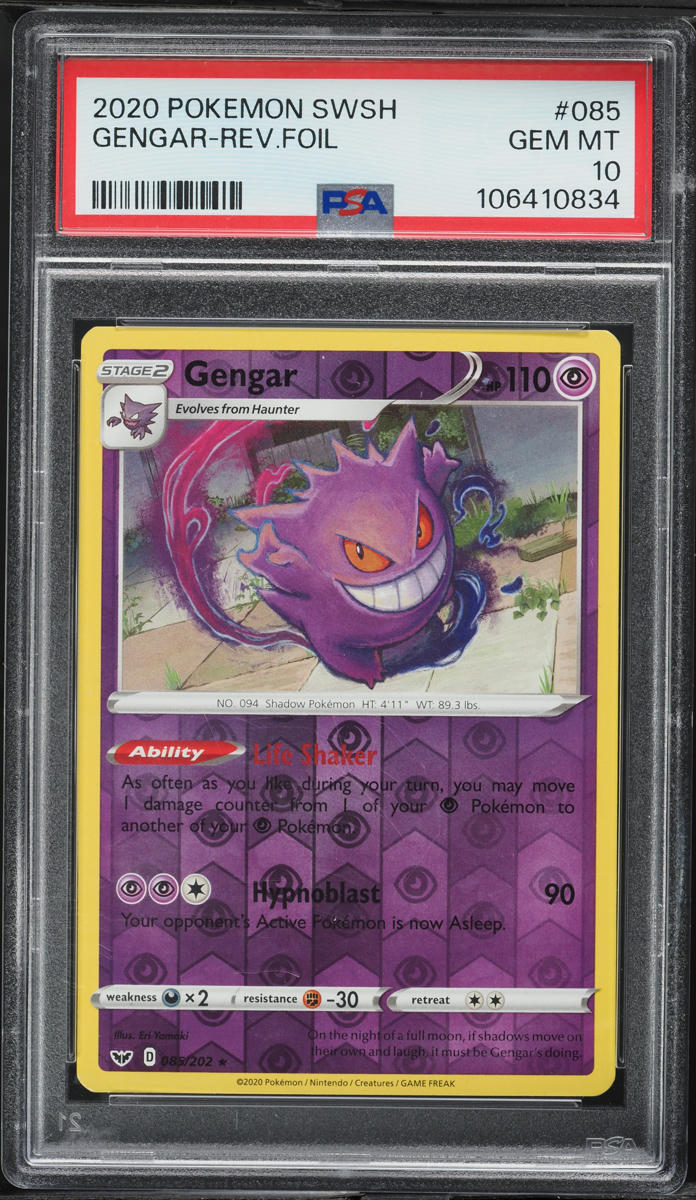 2020 Pokemon Sword & Shield Reverse Holo Gengar #85 PSA 10 GEM MINT