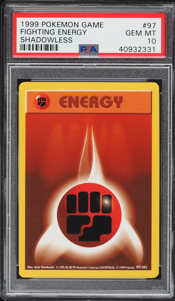 1999 Pokemon Base Set Shadowless Fighting Energy #97 PSA 10 GEM MINT
