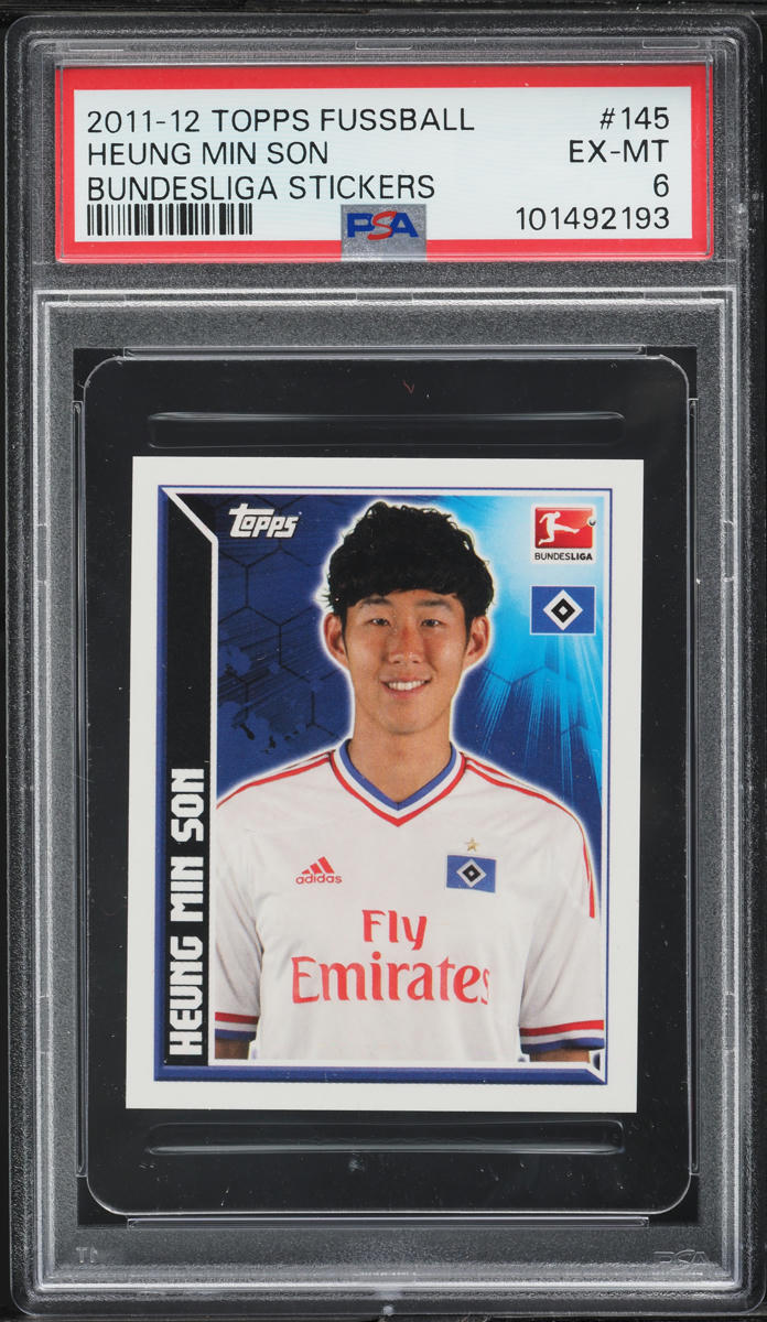 2011 Topps Fussball Bundesliga Sticker Heung Min Son ROOKIE #145 PSA 6 EXMT