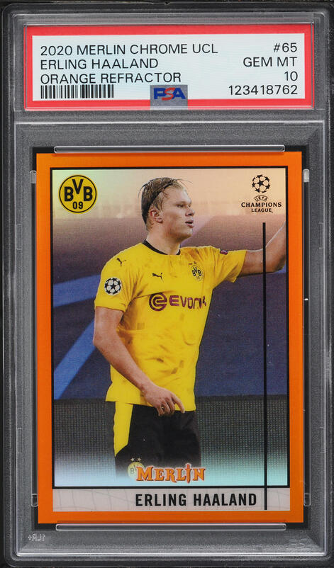 2020 Topps Chrome UEFA Champions League Erling Haaland SP #49 PSA