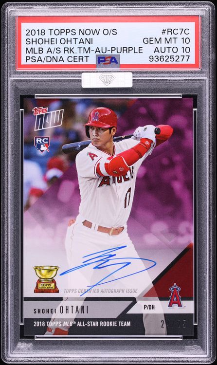 2018 Topps Now Off-Season Purple Shohei Ohtani ROOKIE AUTO DNA 10 /25 #RC7C MBA PSA 10 GEM MINT