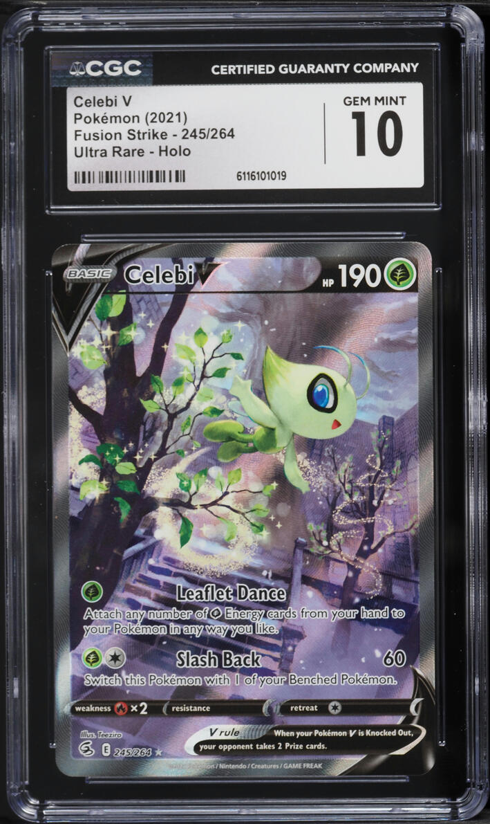 2021 Pokemon Sword & Shield Fusion Strike Alt Art Celebi V #245 CGC 10 GEM MINT