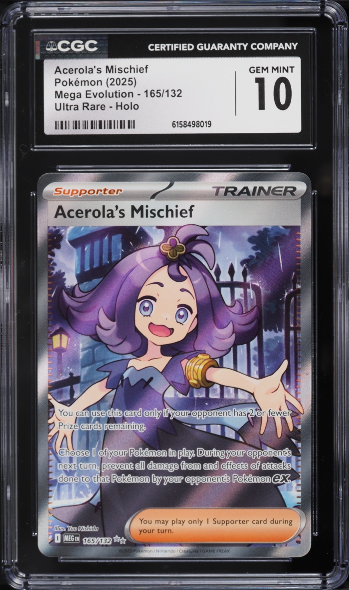 2025 Pokemon Mega Evolution Full Art Acerola's Mischief #165 CGC 10 GEM MINT