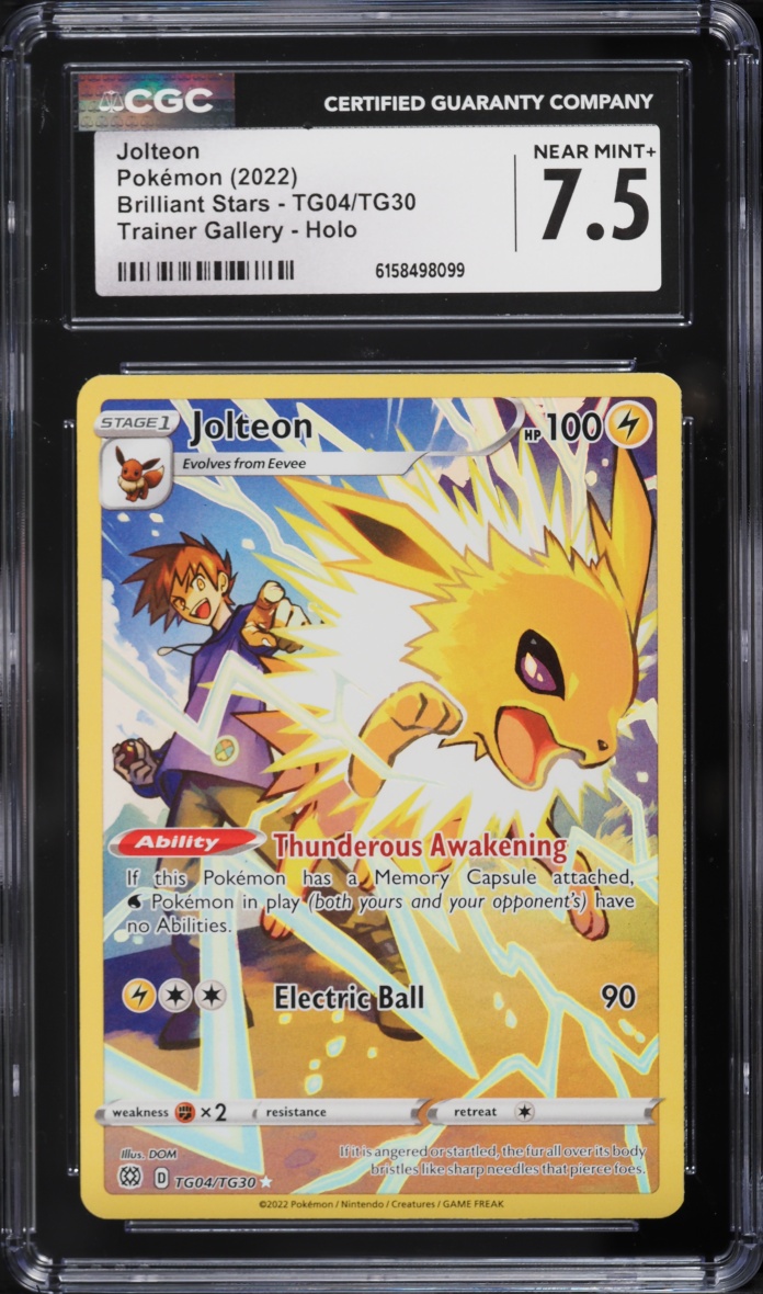 2022 Pokemon Sword & Shield Brilliant Stars Trainer Gallery CHR Jolteon #TG04 CGC 7.5 NRMT+