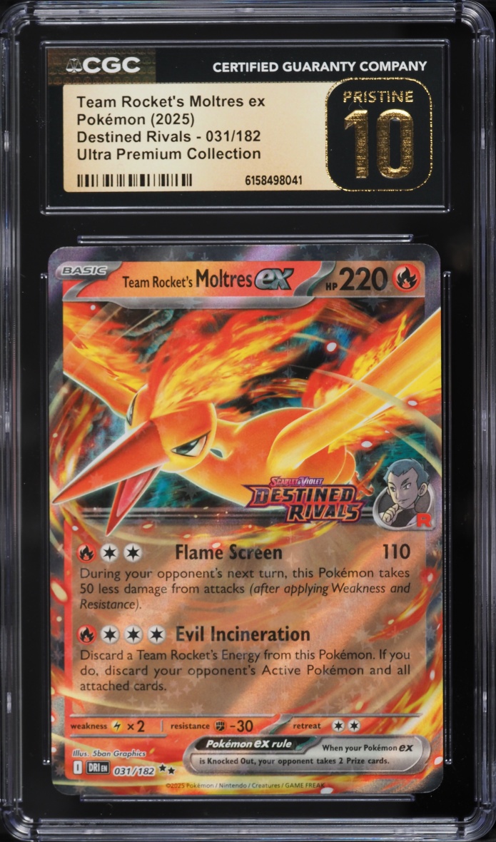 2025 Pokemon SV Destined Rivals Ultra Premium Holo Team Rocket's Moltres EX #31 CGC 10 PRISTINE