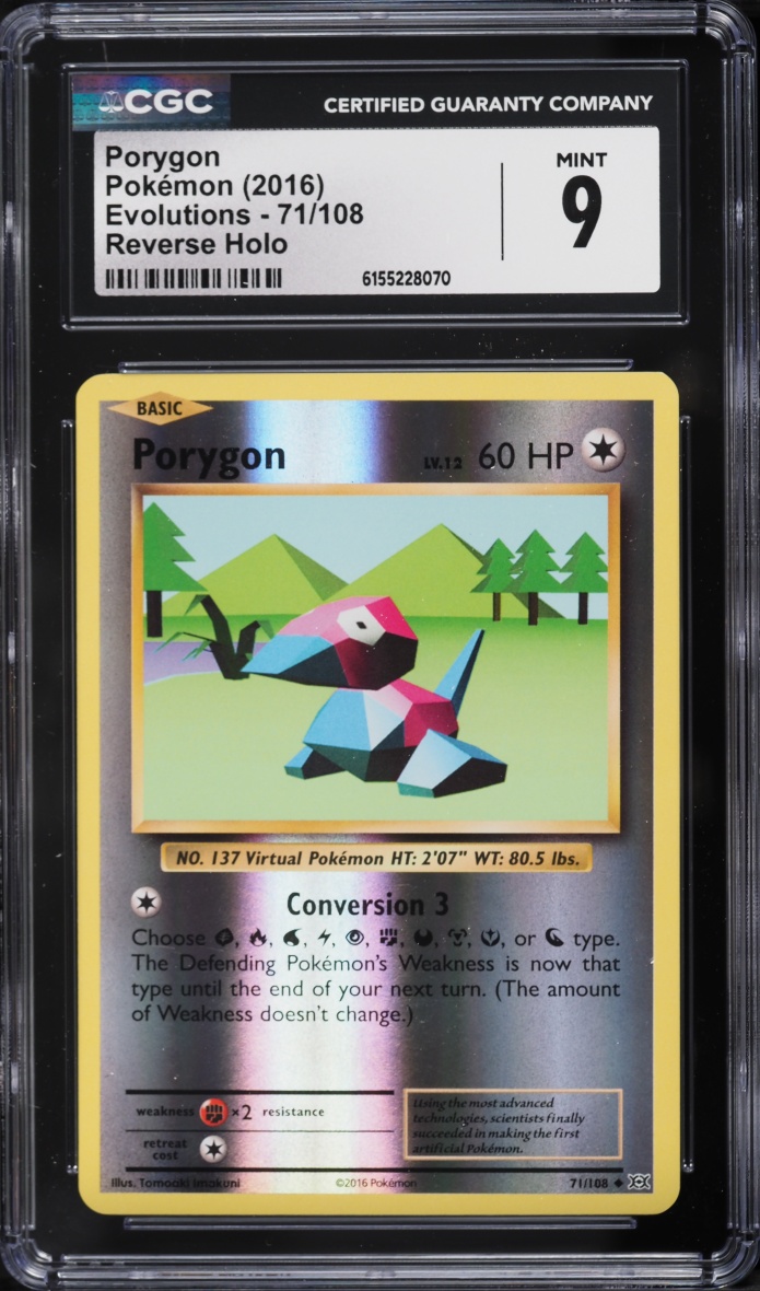 2016 Pokemon XY Evolutions Reverse Holo Porygon #71 CGC 9 MINT