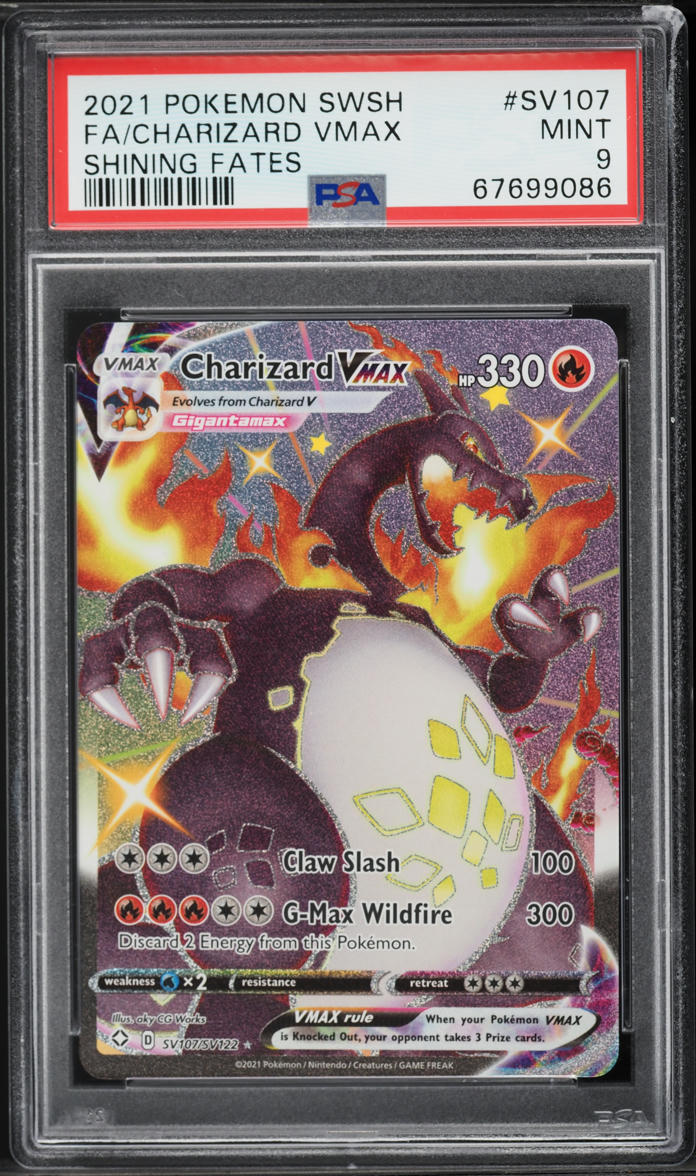2021 Pokemon Sword & Shield Shining Fates Full Art Charizard VMAX #SV107 PSA 9 MINT