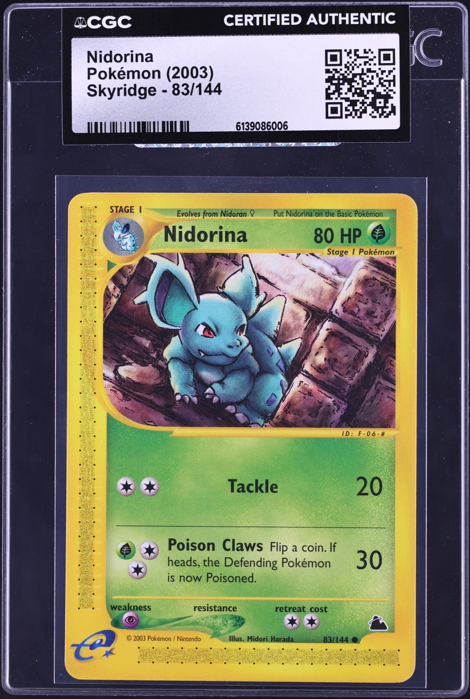 2003 Pokemon Skyridge Nidorina #83 CGC AUTH