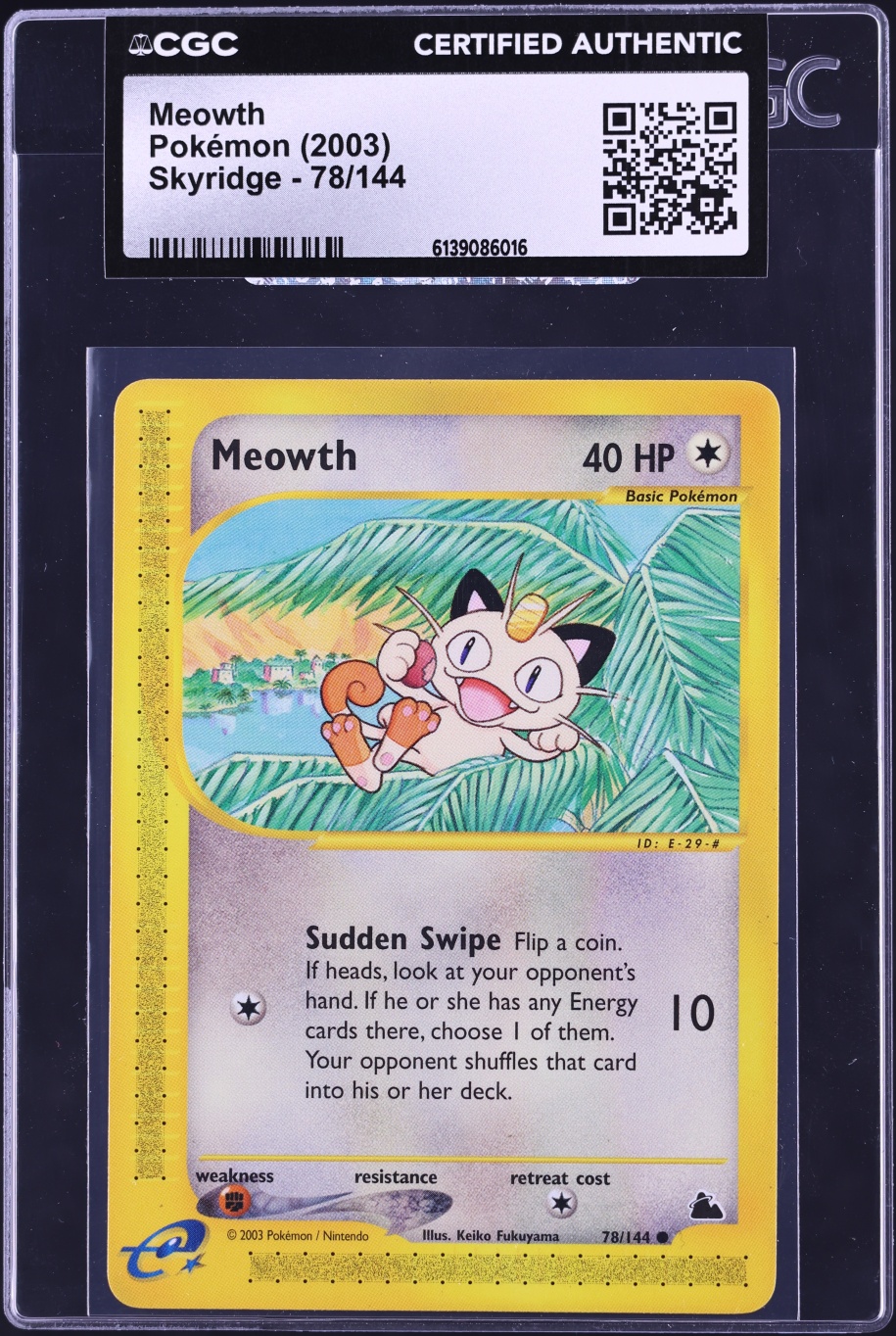 2003 Pokemon Skyridge Meowth #78 CGC AUTH