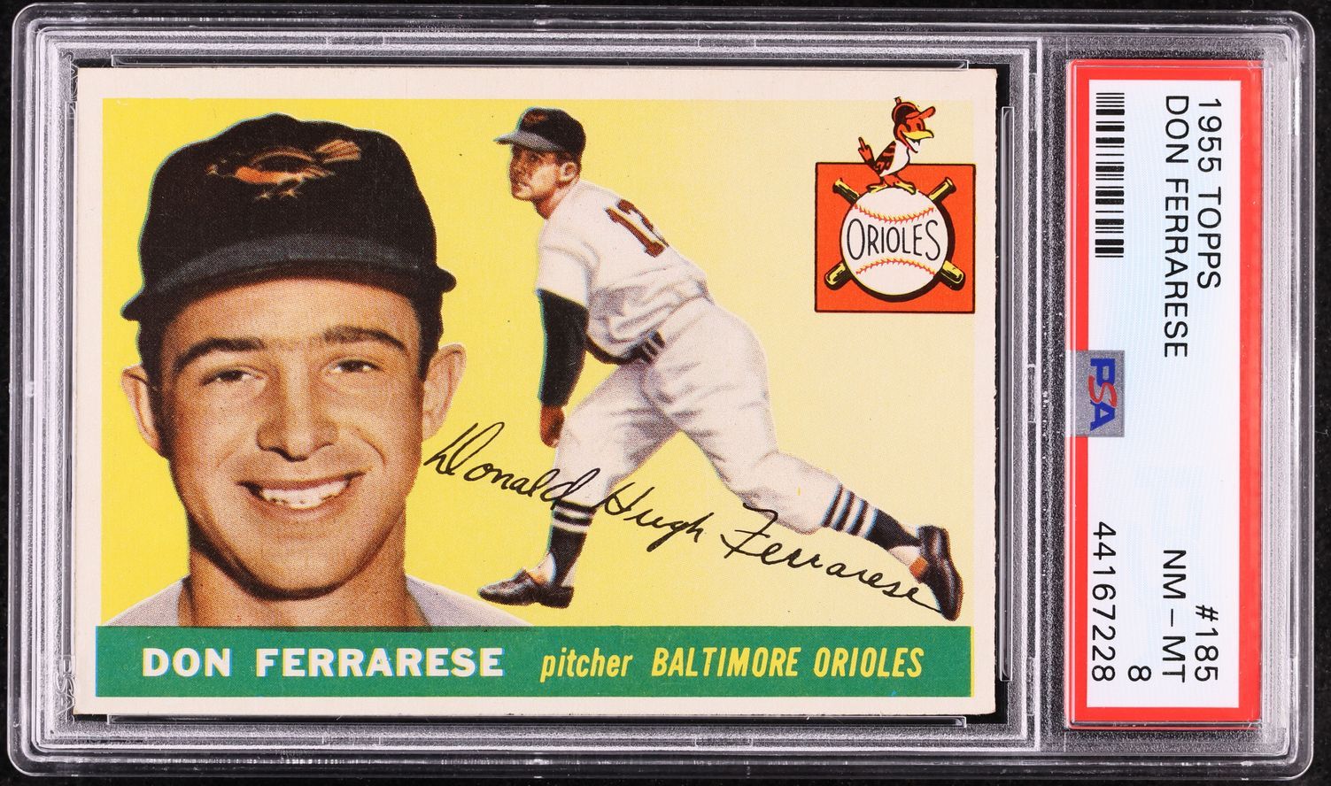 1955 Topps Don Ferrarese #185 PSA 8 NM-MT