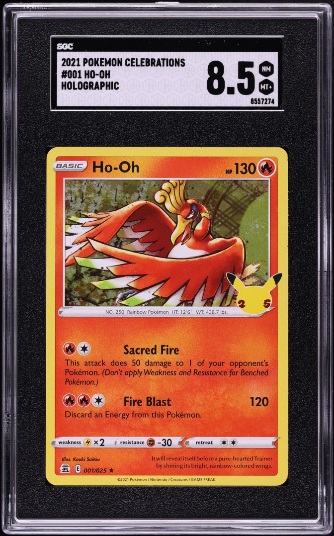 2021 Pokemon Sword & Shield Celebrations Holo Ho-Oh #1 SGC 8.5 NM-MT+