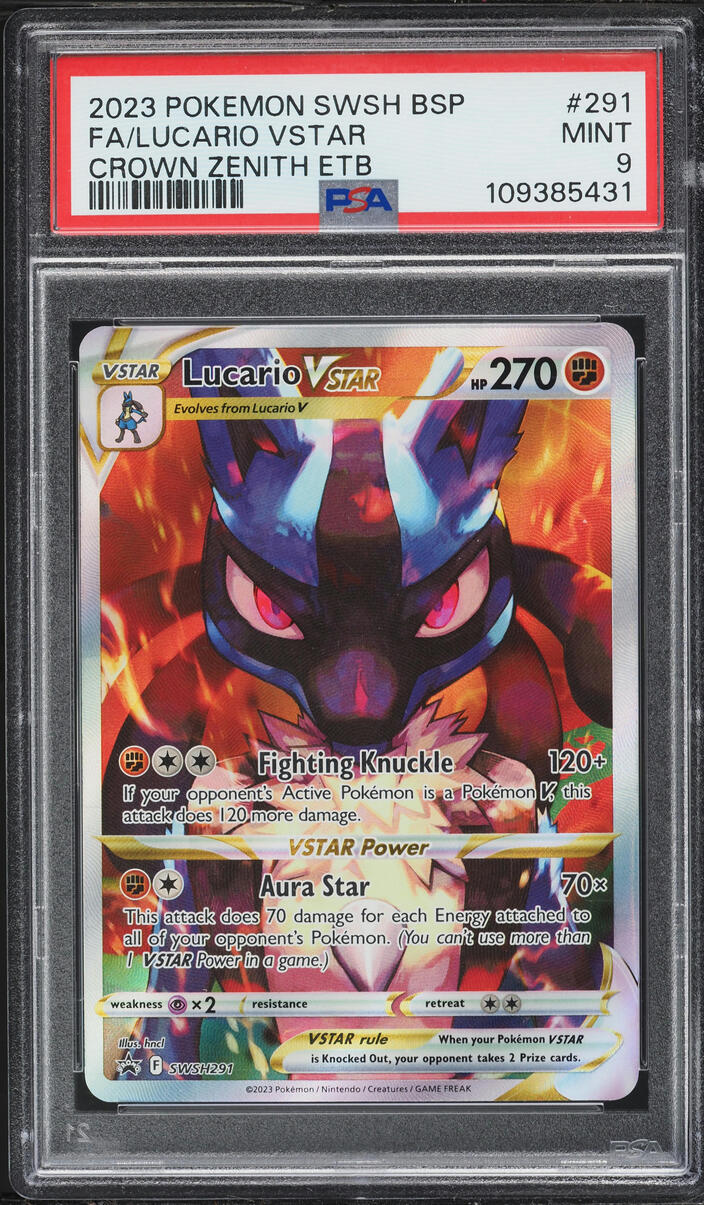 2023 Pokemon Sword & Shield Promo Crown Zenith ETB Full Art Lucario VSTAR #291 PSA 9 MINT