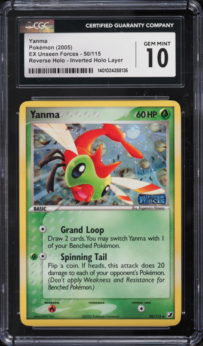 2005 Pokemon EX Unseen Forces Inverted Layer Error Reverse Holo Yanma #50 CGC 10 GEM MINT