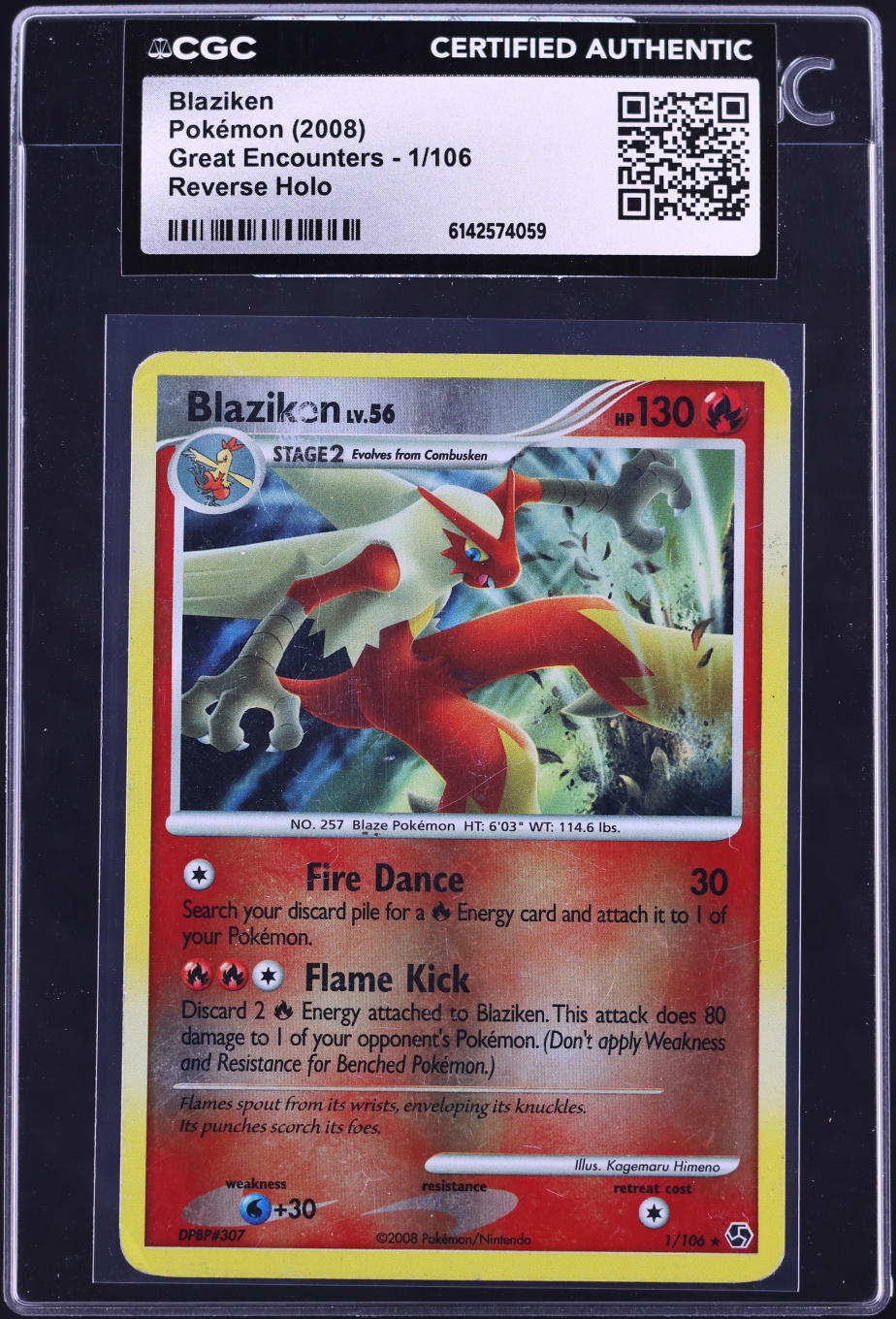 2008 Pokemon Diamond & Pearl Great Encounters Reverse Holo Blaziken #1 CGC AUTH
