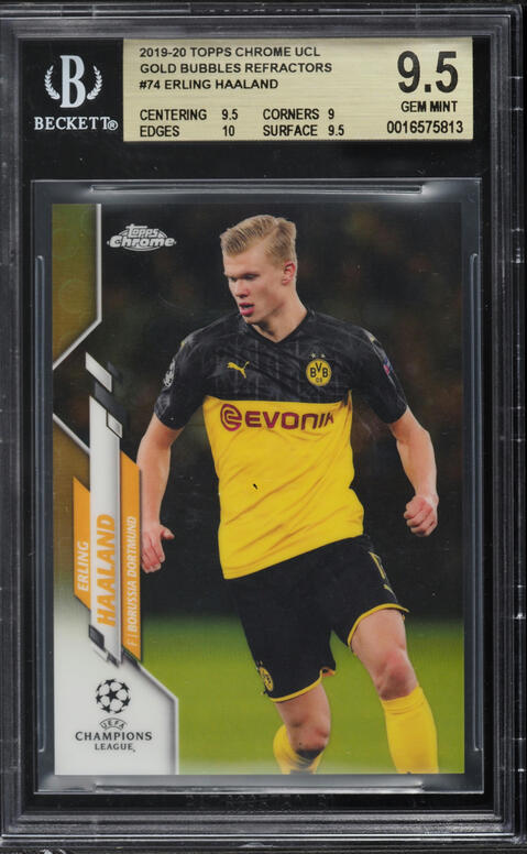 2019 Topps Chrome UEFA Sapphire Erling Haaland ROOKIE #74 PSA 10