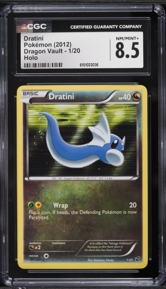 2012 Pokemon Black & White Dragon Vault Holo Dratini #1 CGC 8.5 NM-MT+