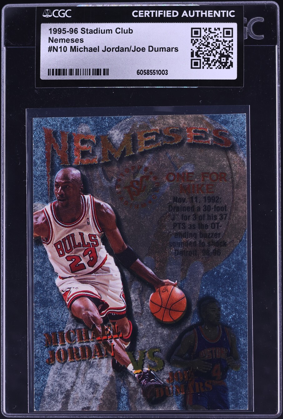 1995 Stadium Club Nemeses Michael Jordan Joe Dumars #N10 CGC AUTH