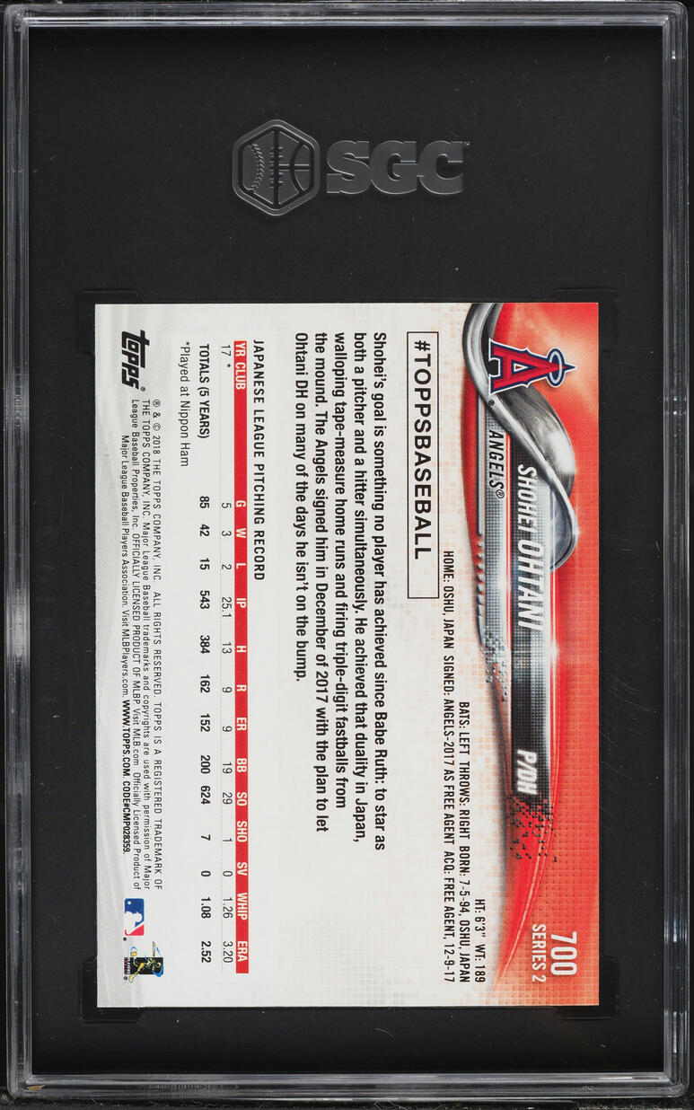 2018 Topps Complete Set All-Star Game Shohei Ohtani ROOKIE #700 SGC 9.5 MINT+