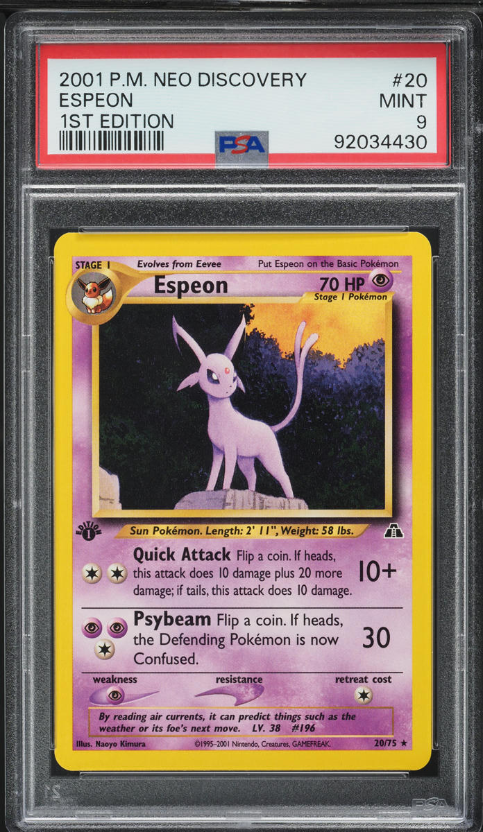 2001 Pokemon Neo Discovery 1st Edition Espeon #20 PSA 9 MINT