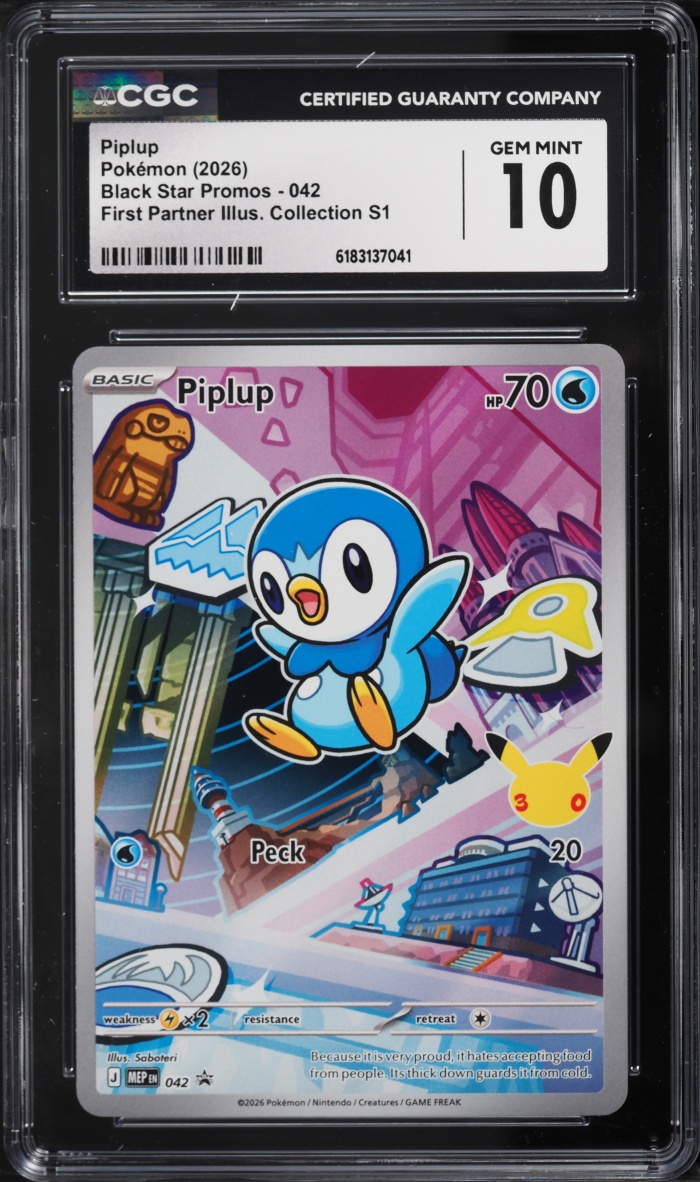 2026 Pokemon Mega Evolution Promo First Partner Illustration S1 Full Art Piplup #42 CGC 10 Gem
