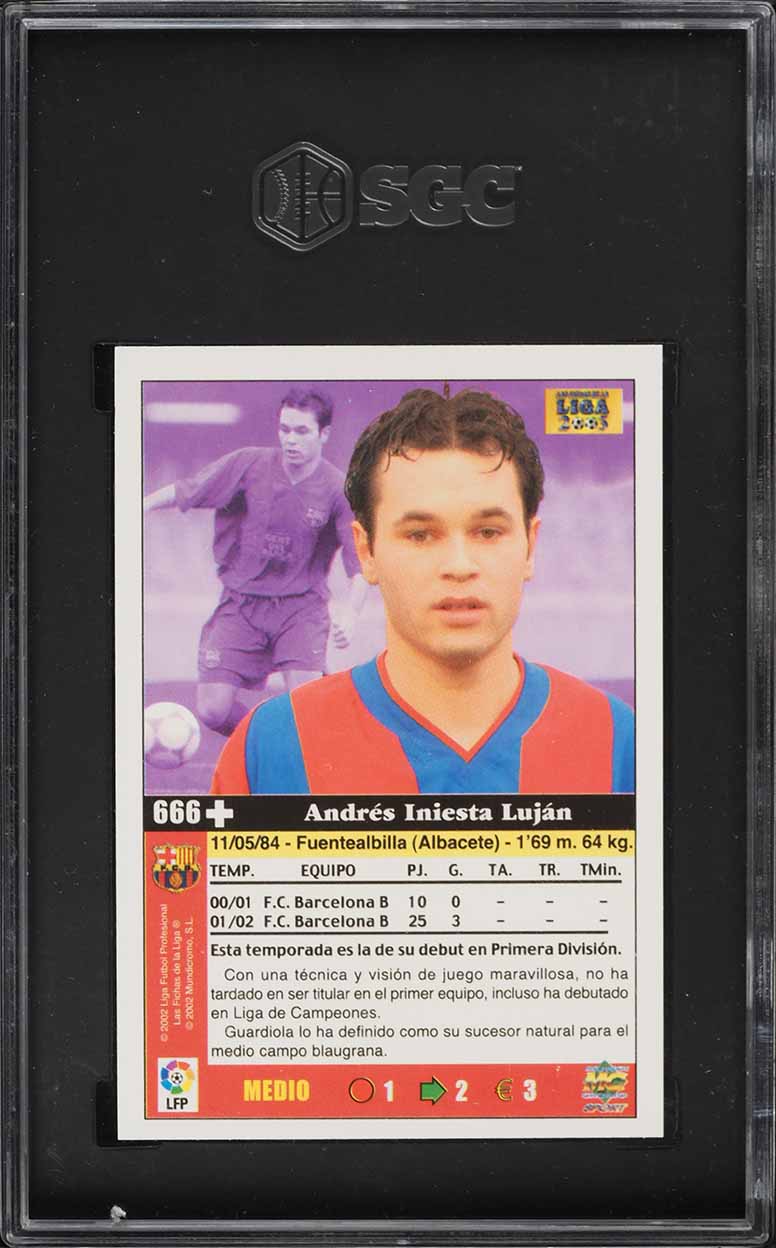 2002 Mundi Cromo Liga Andres Iniesta Lujan ROOKIE #666 SGC 9 MINT