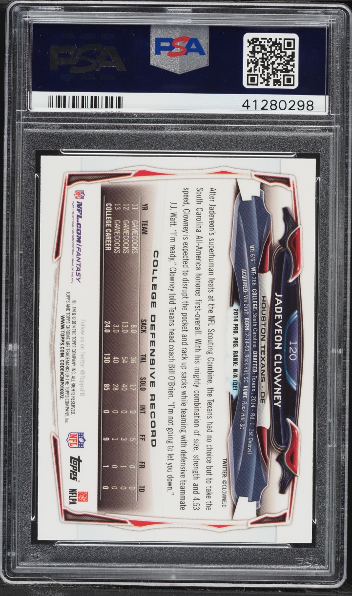 2014 Topps Chrome Jumping Refractor Jadeveon Clowney ROOKIE #120 PSA 10 GEM MINT