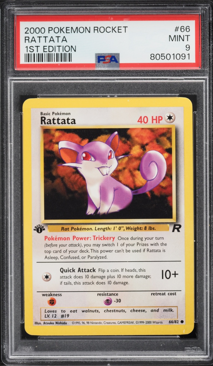 2000 Pokemon Team Rocket 1st Edition Rattata #66 PSA 9 MINT