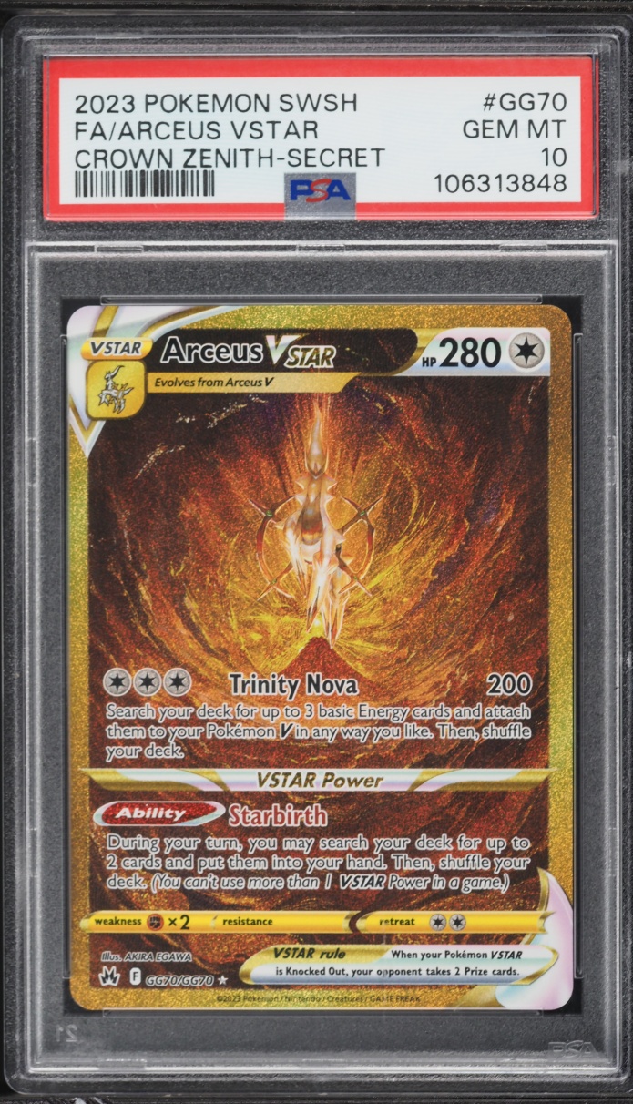 2023 Pokemon Sword & Shield Crown Zenith Gold Rare Arceus VSTAR #GG70 PSA 10 GEM MINT