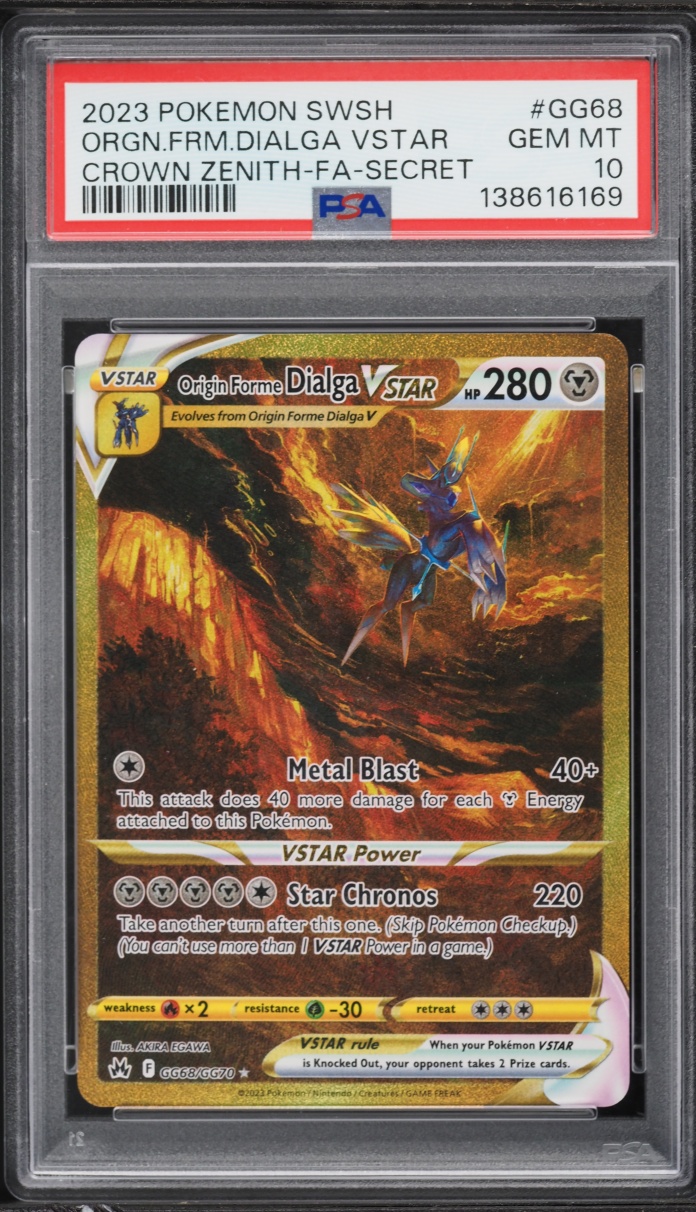 2023 Pokemon Sword & Shield Crown Zenith Gold Rare Origin Forme Dialga VSTAR #GG68 PSA 10 GEM