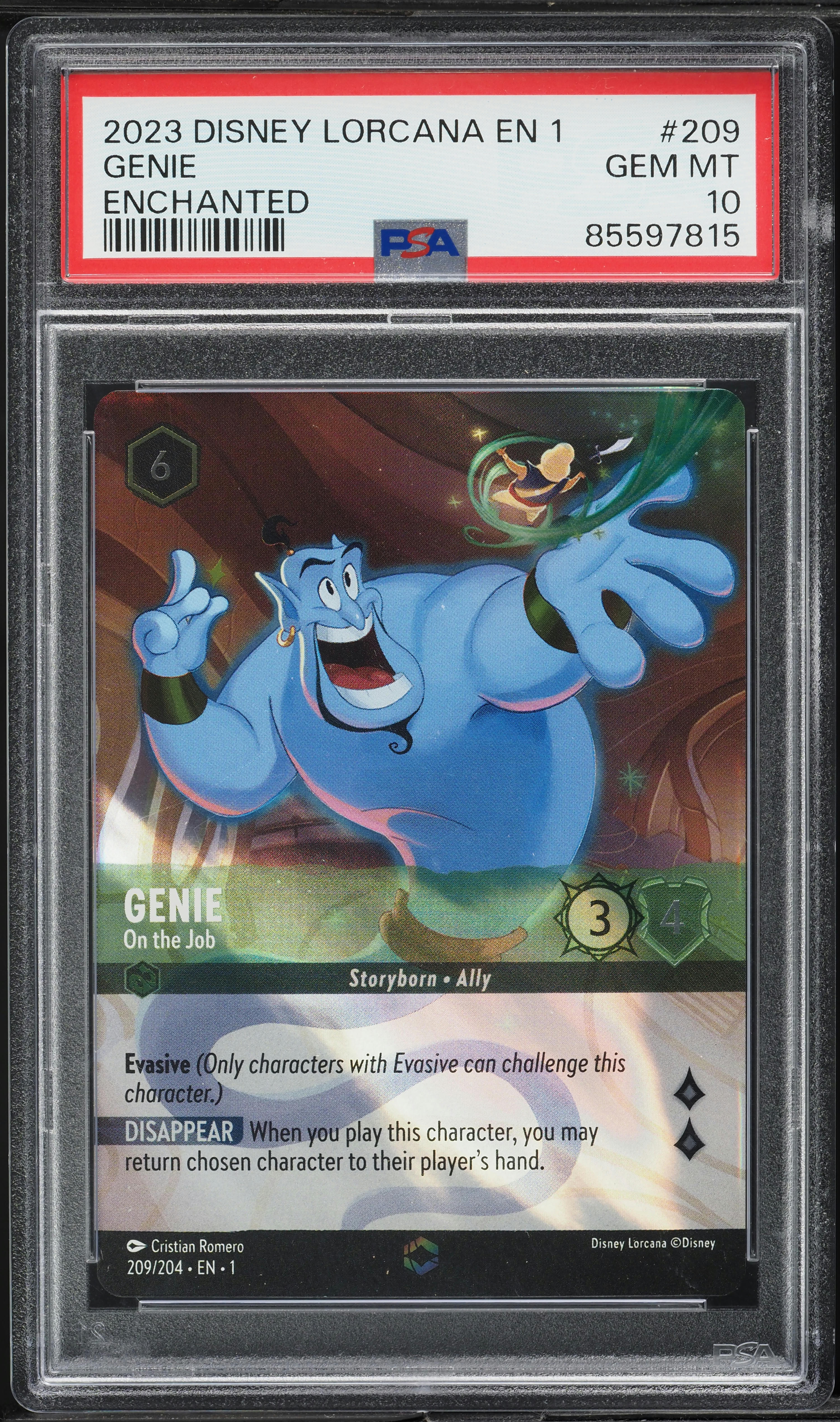 PSA10DISNEY LORCANAジーニー#209 PSA10 Disney Lorcana Card Genie Enchanted 209/204 Japanese