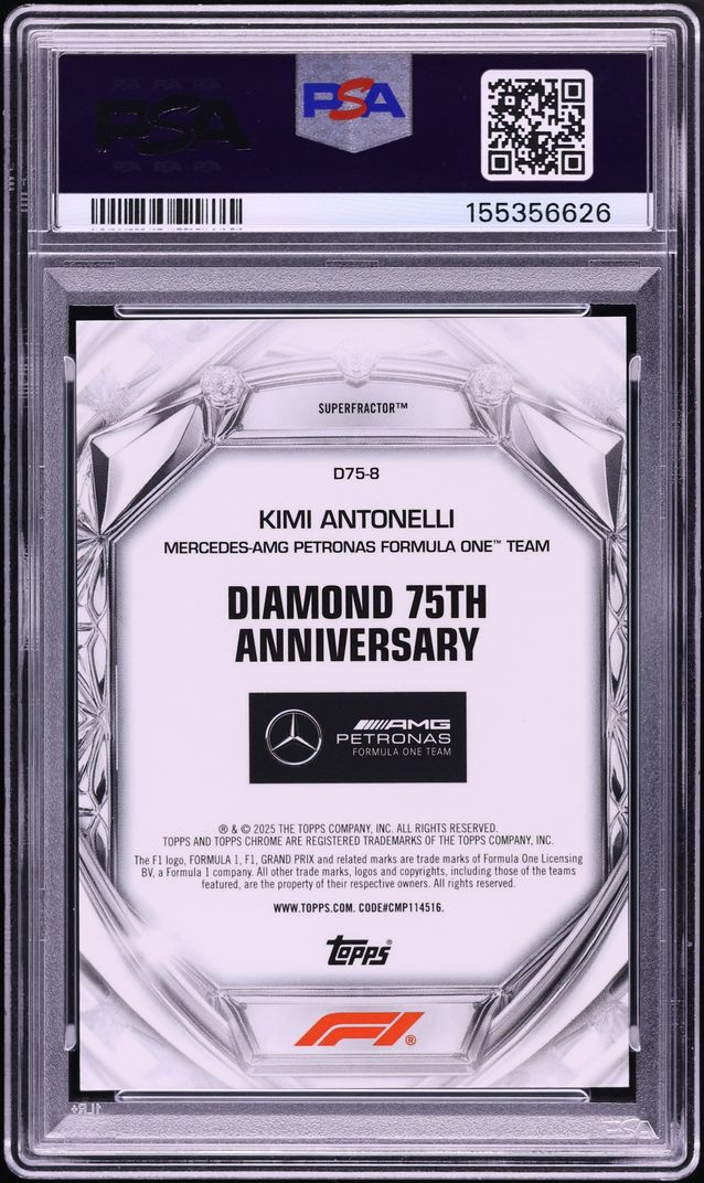 2025 Topps Chrome F1 Diamond 75th Anniversary Superfractor Kimi ...