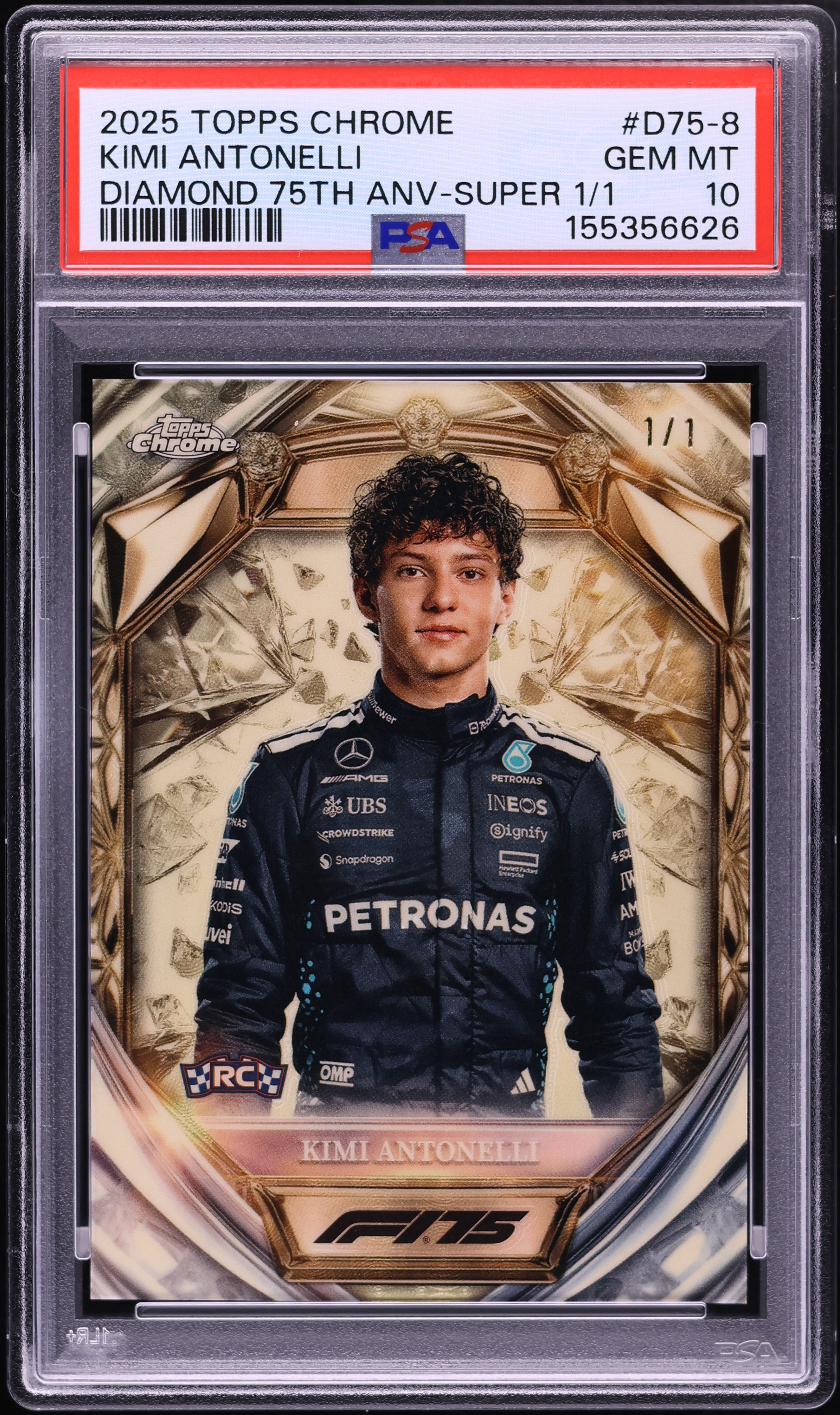 2025 Topps Chrome F1 Diamond 75th Anniversary Superfractor Kimi ...