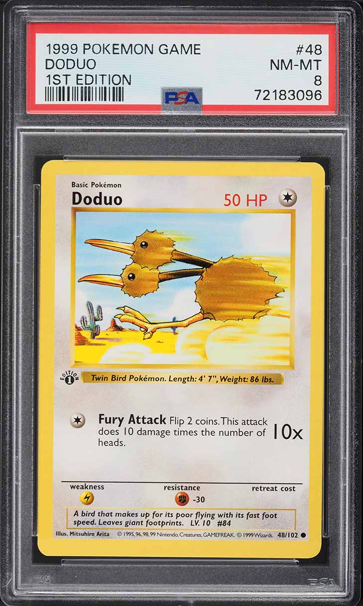 1999 Pokemon Base Set Shadowless 1st Edition Doduo #48 PSA 8 NM-MT