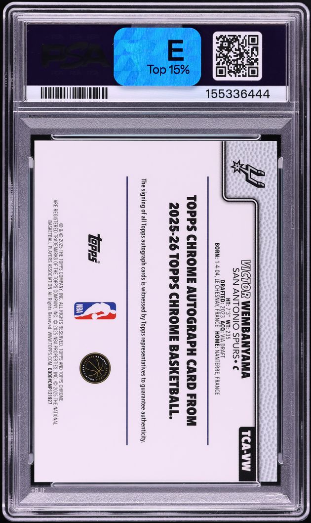 2025 Topps Chrome Sapphire Gold Victor Wembanyama AUTO /50 #TCA-VW PSA 10 GEM MINT