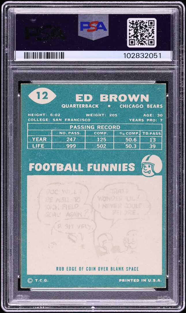 1960 Topps Football Ed Brown #12 PSA 4 VGEX