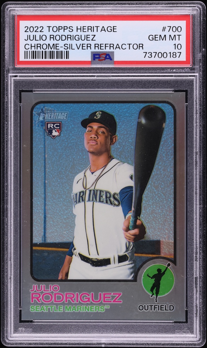 2022 Topps Heritage Chrome Silver Refractor Julio Rodriguez ROOKIE /373 #700 PSA 10 GEM MINT