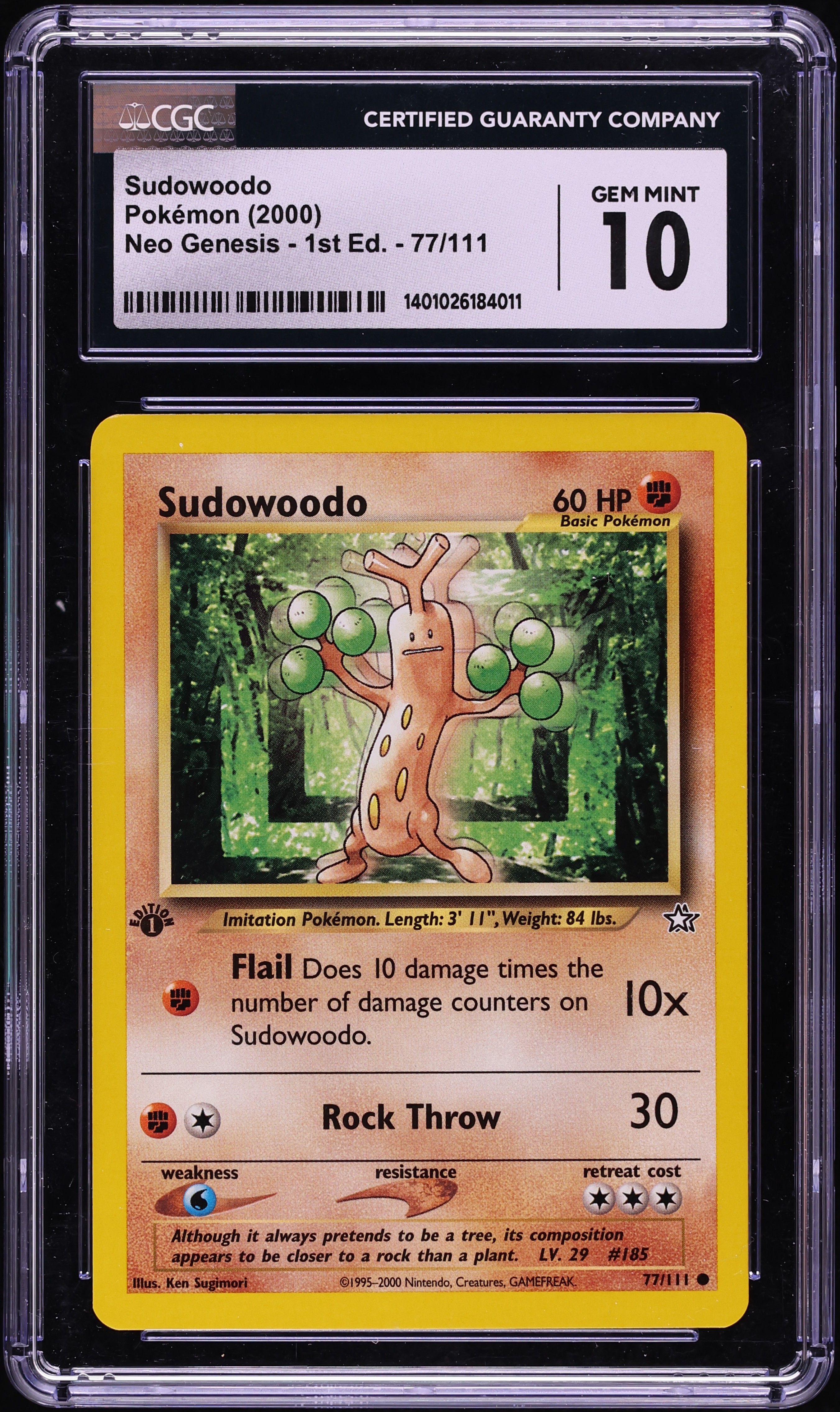 2000 Pokemon Neo Genesis 1st Edition Sudowoodo #77 CGC 10 GEM MINT
