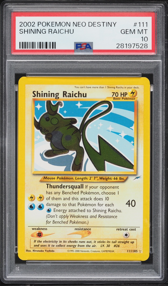 2002 Pokemon Neo Destiny Shining Raichu #111 PSA 10 GEM MINT
