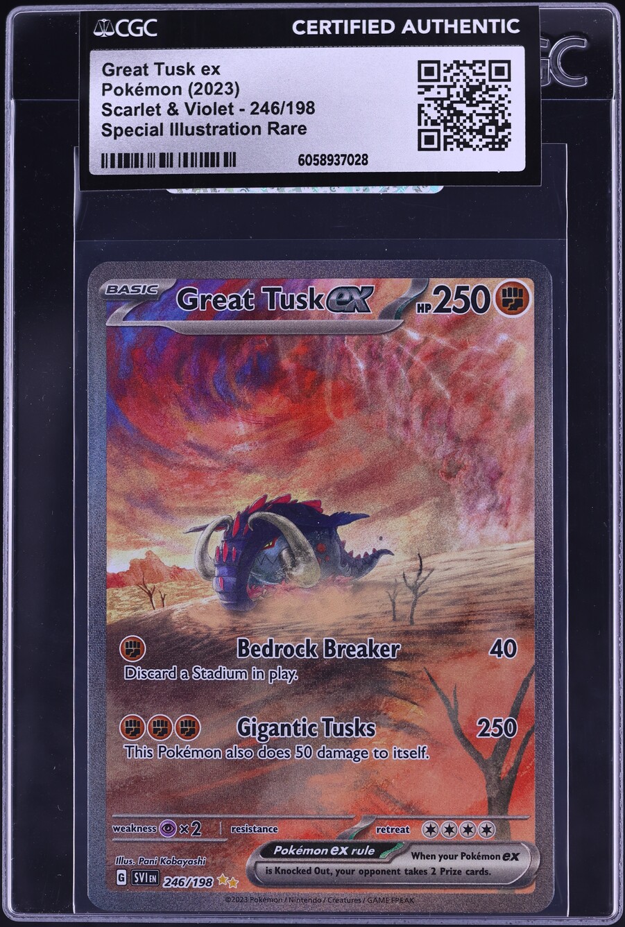 2023 Pokemon Scarlet & Violet SIR Great Tusk ex #246 CGC AUTH
