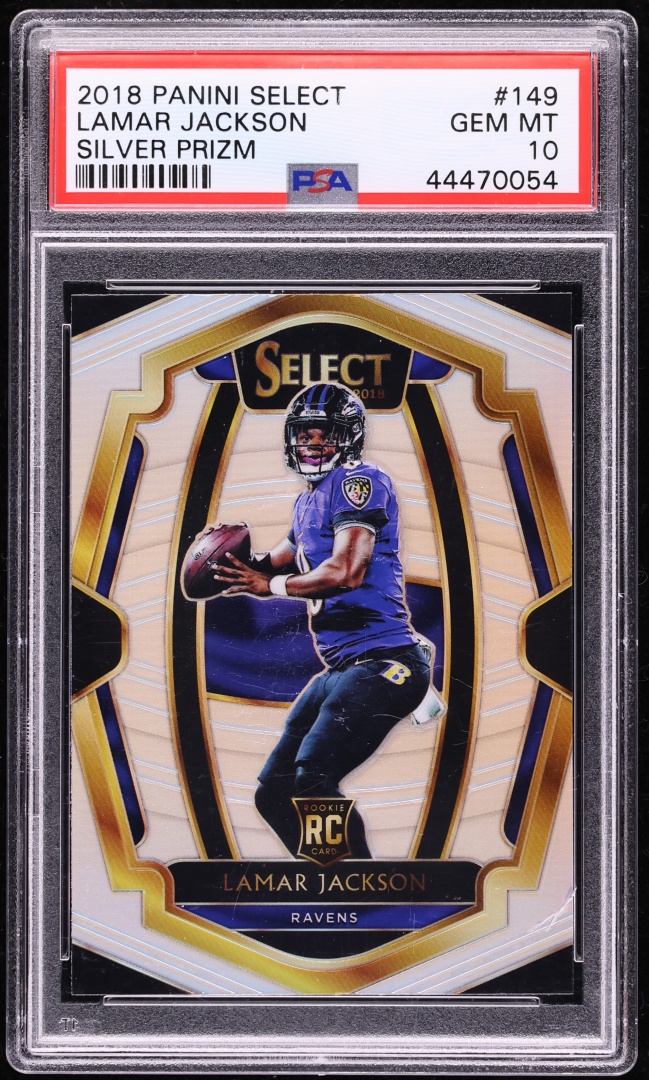 2018 Select Premier Level Silver Lamar Jackson ROOKIE #149 PSA 10 GEM MINT