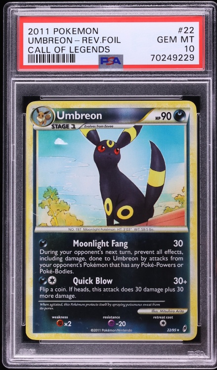 2011 Pokemon Call Of Legends Reverse Holo Umbreon #22 PSA 10 GEM MINT