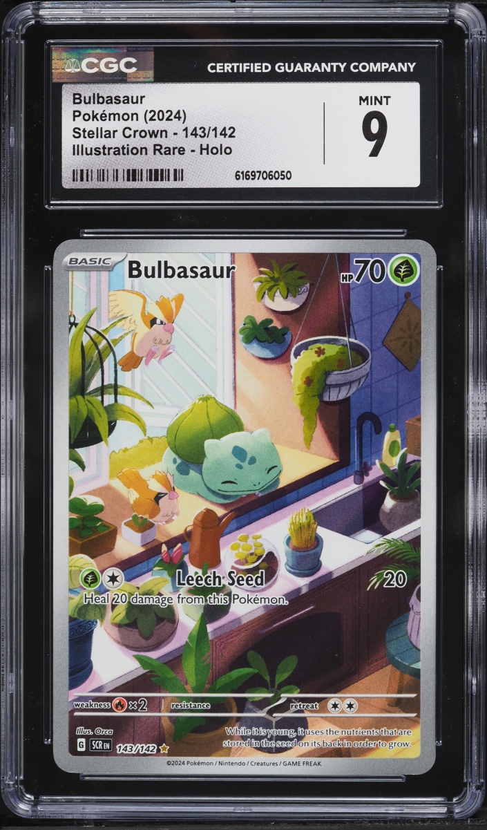 2024 Pokemon Scarlet & Violet Stellar Crown IR Bulbasaur #143 CGC 9 MINT