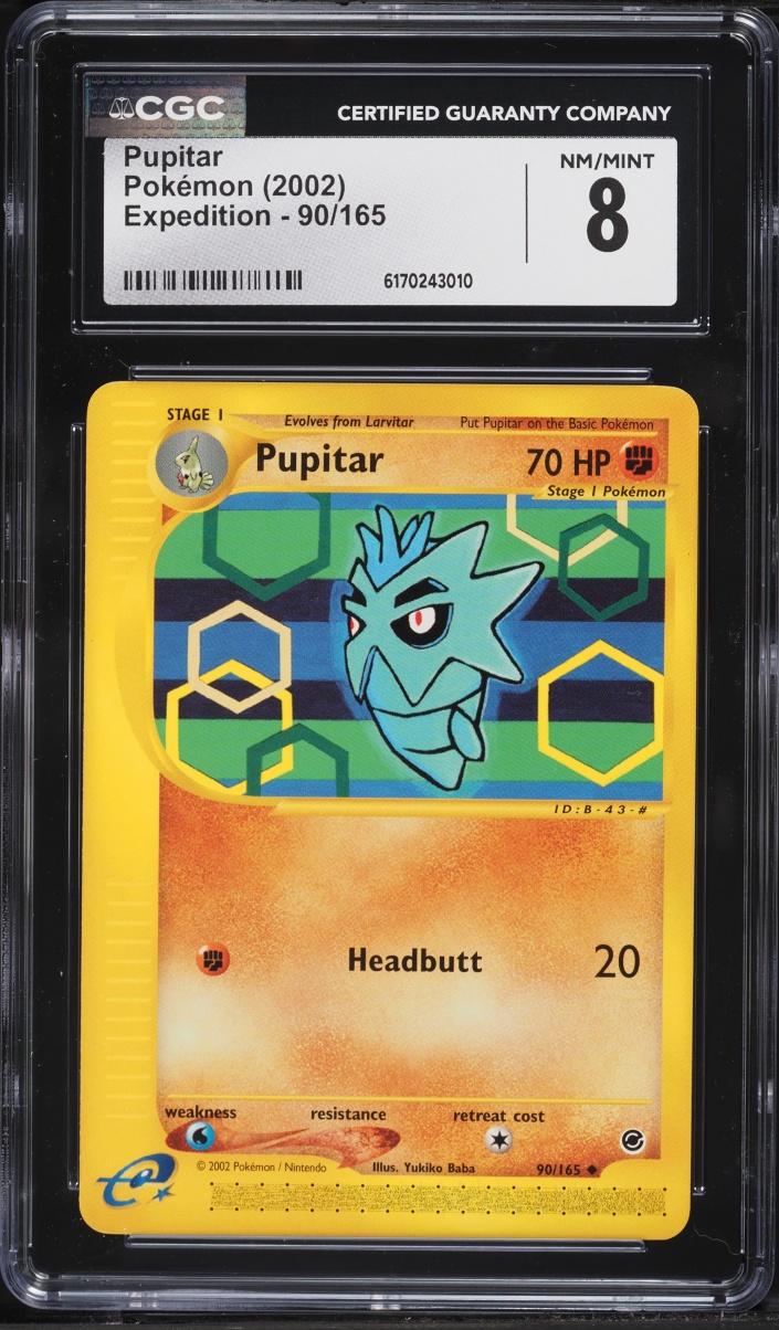2002 Pokemon Expedition Pupitar #90 CGC 8 NM-MT